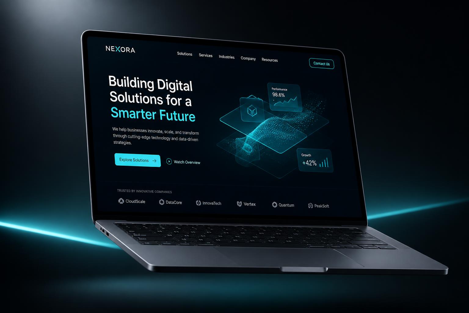 Kıbrıs'ta tasarlanan modern web sitesi laptop ekranında